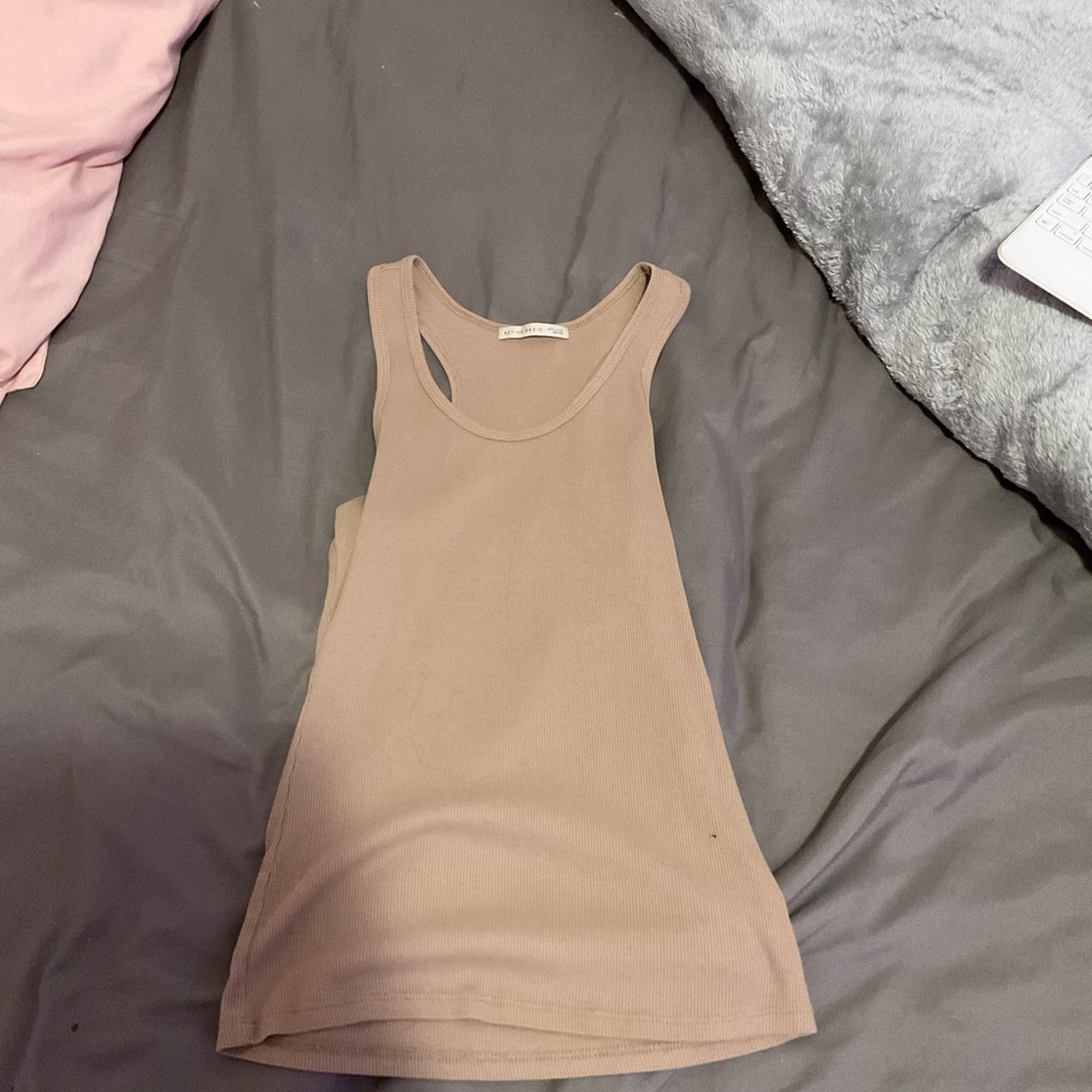 Active Basic Tan Ribbed Tank Top